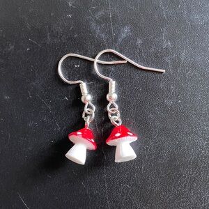 Handmade Red Mushroom Earrings